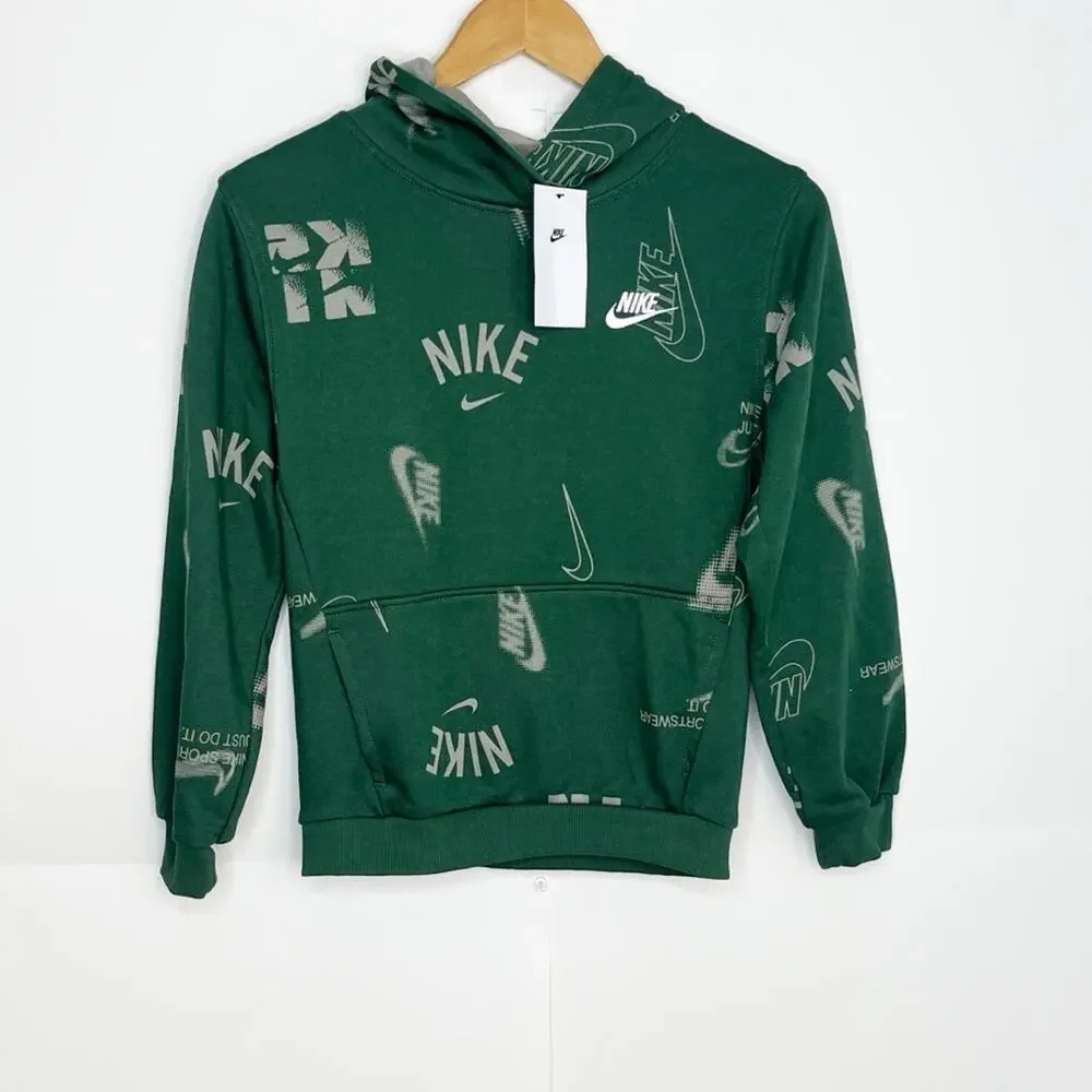 Nike Kids Sportswear Club Fleece French Terry Printed Hoodie Size Large